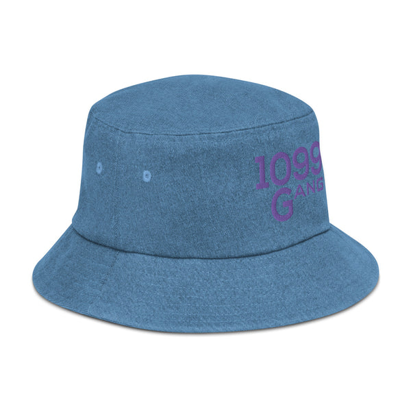 1099Gang Embroidered Denim bucket hat