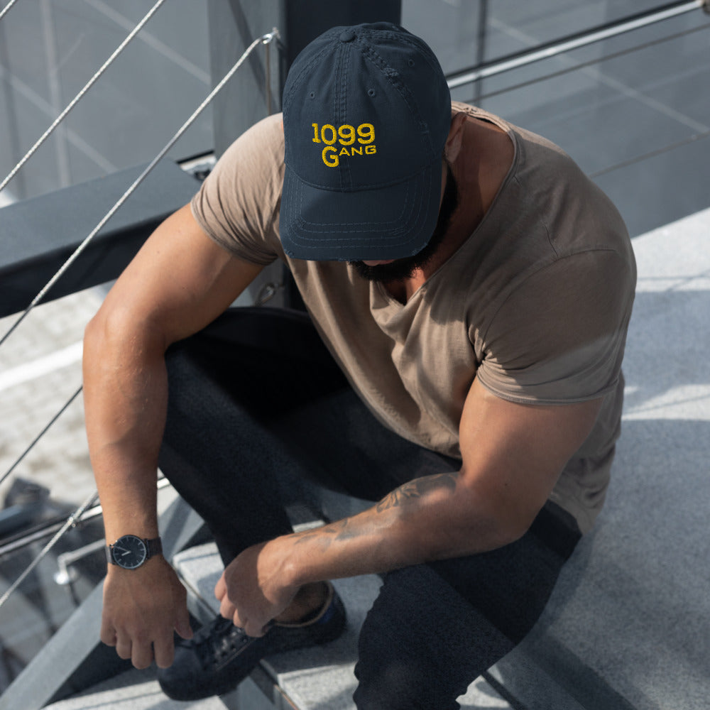 1099Gang Embroidered Distressed Dad Hat