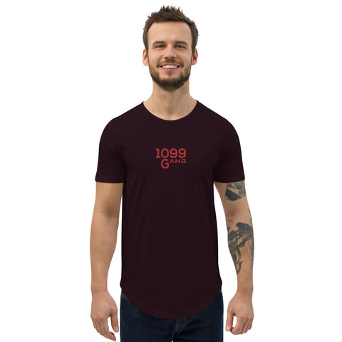 1099Gang Small Embroidered Or Large Print Men's Curved Hem T-Shirt